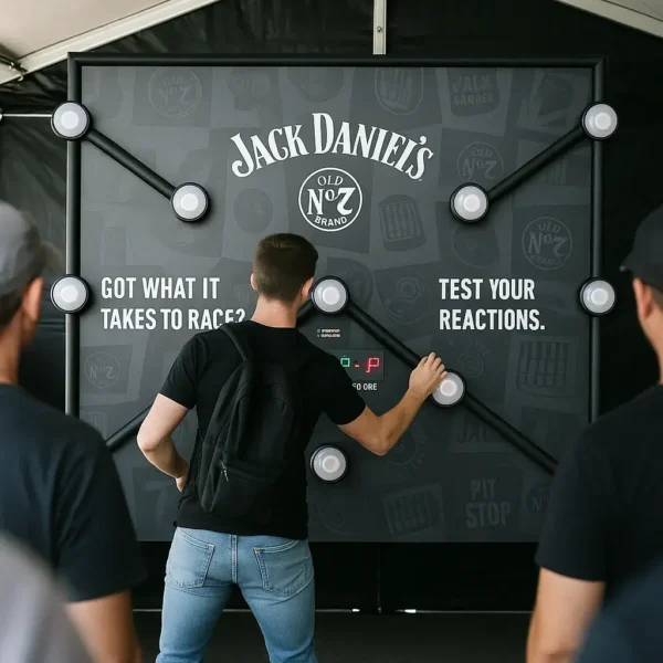Player competing on Jack Daniel’s branded Batak reaction game at event