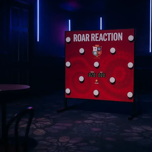 Roar Reaction Batak game with illuminated targets and digital timer display