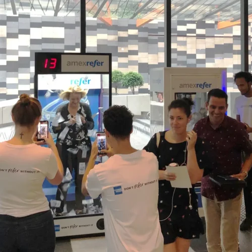 Cash grab machine used for an American Express refer a friend activation