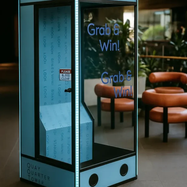 Cash grab machine installed in the lobby of Quay Quarter Tower