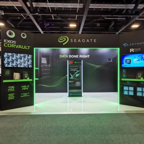 Cash grab machine installed within a Seagate SkyHawk exhibition stand