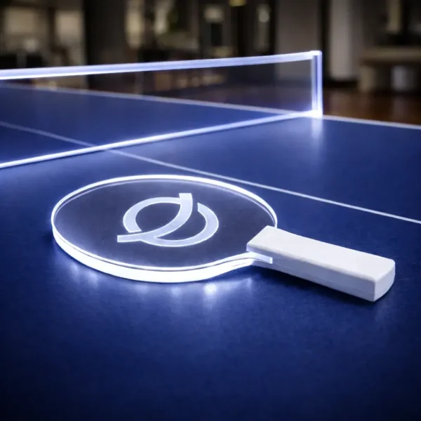 LED acrylic table tennis paddle on designer table tennis table