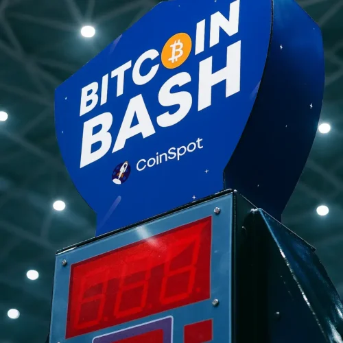 High striker hammer machine at Bitcoin Bash CoinSpot event