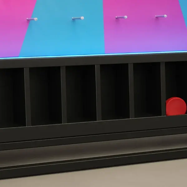 Close up of the prize collection tray on a Prize Drop Plinko machine