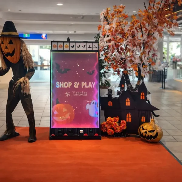 Prize Drop Plinko machine installed for a Halloween promotion at Richmond Marketplace