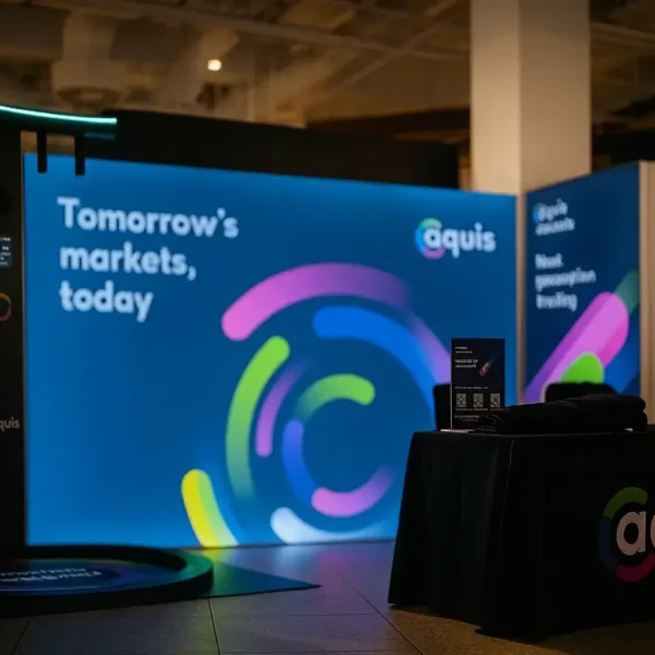 Aquis branded Speed Drop Reaction game at expo activation